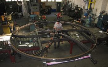 The frame, weighing 4,400 pounds, being fabricated. 